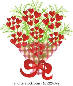 Vector illustration of bouquet with hearts