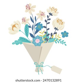 Vector Illustration of Bouquet on the White Background.