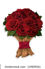 	Vector illustration of bouquet of red roses