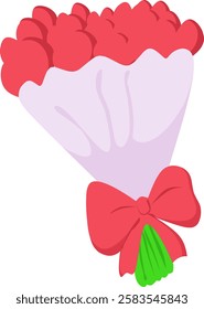 A vector illustration of a bouquet of red roses tied with a ribbon, symbolizing love and romance. Perfect for Valentine’s Day, weddings, anniversaries, and greeting card