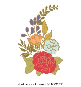 Vector illustration of a bouquet with roses