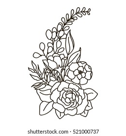 Vector illustration of a bouquet with roses