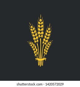 Vector illustration of a bouquet of spikelets of wheat