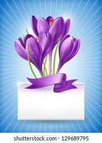 Vector illustration. Bouquet of spring flowers of crocuses