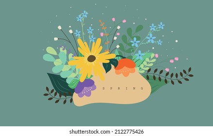 Vector illustration bouquet of spring flowers