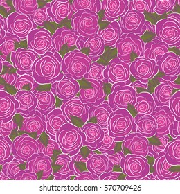 Vector illustration. Bouquets of pink roses. Seamless pattern.