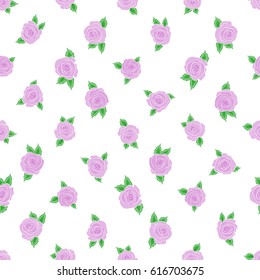 Vector illustration. Bouquets of pink roses on a white background. Seamless pattern.