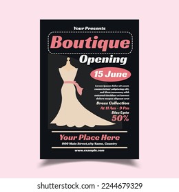 Vector Illustration of Boutique Opening Flyer Template