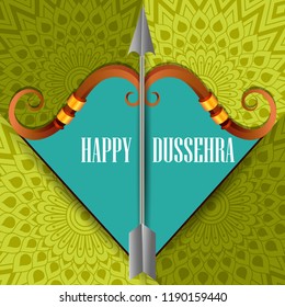 vector illustration of Bow and Arrow of Lord Rama for Happy Dussehra festival of India