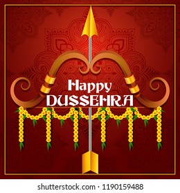 vector illustration of Bow and Arrow of Lord Rama for Happy Dussehra festival of India