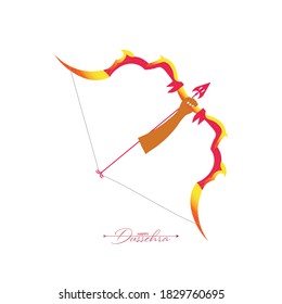 Vector Illustration of bow, arrow, and Lord Rama. Greeting card with bow and quiver for Navratri festival. Happy Dussehra.