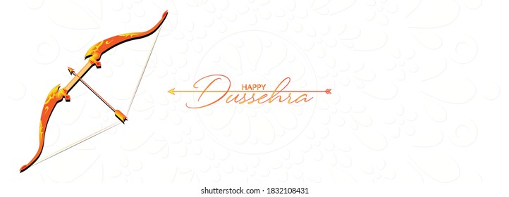 Vector Illustration of bow, arrow, and Lord Rama. Greeting card with bow and quiver for Navratri festival. Happy Dussehra.
