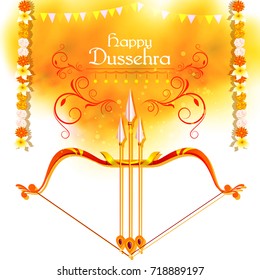 ilustración vectorial de Bow y ARrow de Lord Rama para el Festival Happy Dussehra de India