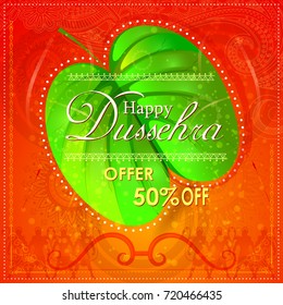 vector illustration of Bow and Arrow on Happy Dussehra shopping sale offer