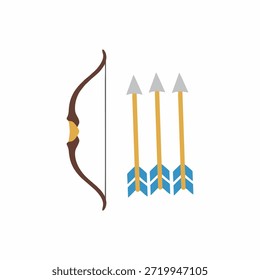 Ilustración vectorial de arco y flecha con fondo blanco