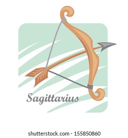 Vector illustration with bow and arrow as zodiac sagittarius sign