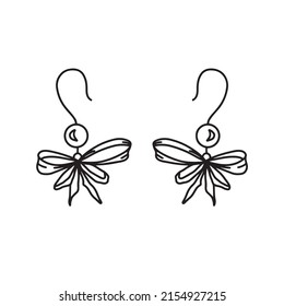 Vector illustration of bow earrings. It is perfect as a print on different items, such as gift cards, invitations, logo, etc.