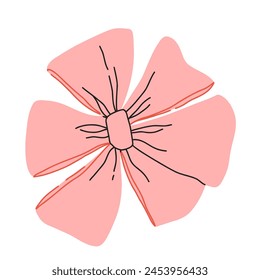 Vector illustration of a bow, gift ribbons. Bowknot in hand drawn and flat styles. Fashionable Hair accessory. Bow knot for gift wrapping