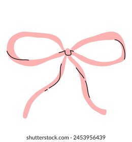 Vector illustration of a bow, gift ribbons. Bowknot in hand drawn and flat styles. Fashionable Hair accessory. Bow knot for gift wrapping