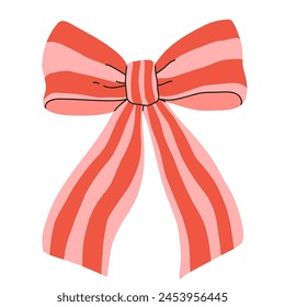 Vector illustration of a bow, gift ribbons. Bowknot in hand drawn and flat styles. Fashionable Hair accessory. Bow knot for gift wrapping