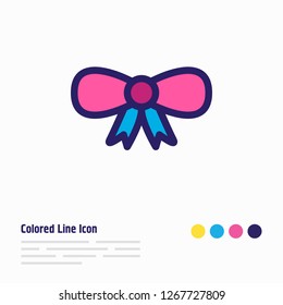 Vector illustration of bow icon colored line. Beautiful events element also can be used as knot ribbon icon element.