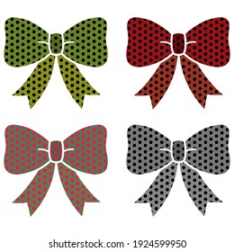 Vector Illustration Of Bow Tie. Bow Tie With Seamless Pattern. Arabesque Patterned Bow Tie