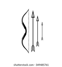 vector illustration of bow weapon with arrow