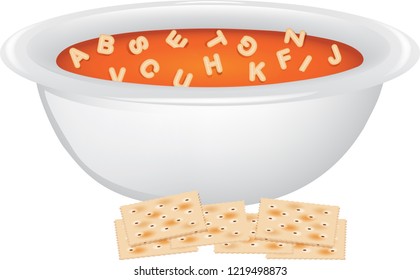 Vector Illustration Of A Bowl Of Alphabet Soup