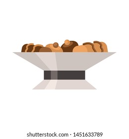 Vector illustration of bowl and cake symbol. Collection of bowl and dessert vector icon for stock.