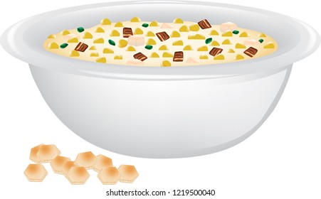 Vector illustration of a bowl of corn chowder