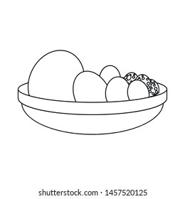 Vector illustration of bowl and egg logo. Set of bowl and breakfast vector icon for stock.