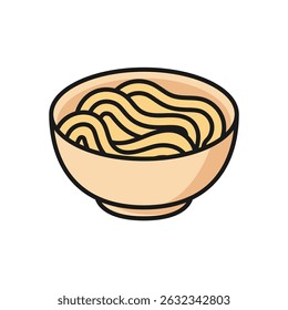 Vector illustration of a bowl of noodle on a white background