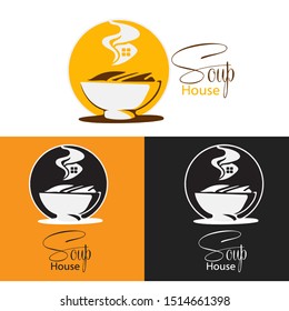 Vector illustration of a bowl of noodles and hot soup Logo With different Background .Graphic icon symbol for cafe, restaurant, cooking business. 