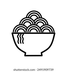 vector illustration of a bowl with noodles on a white background
