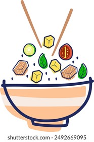 Vector illustration a bowl poke healthy food clipart