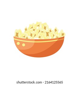 Vector illustration of a bowl of pop corn