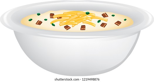 Vector illustration of a bowl of potato soup