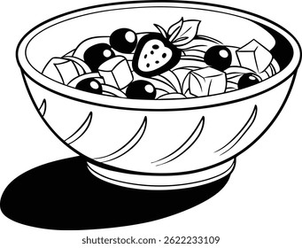 vector illustration of a bowl of salad	