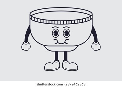 Vector illustration of a bowl with smiley face in cartoon style