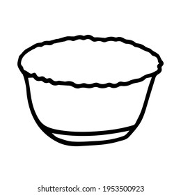 Vector illustration with a bowl in the style of doodle. A plate or bowl drawn with a black line.