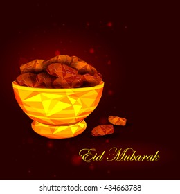 vector illustration of bowl of sweet dates for Eid Mubarak (Blessing for Eid) background