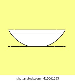 vector illustration bowl, for use in commercial food display campaign tool, with stylish retro design, icon