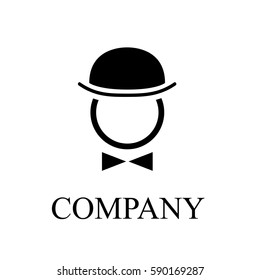 Vector illustration of bowler and bow tie. Englishman with hat