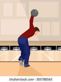 Vector illustration of a bowler playing bowling