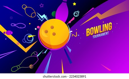 Vector illustration of bowling abstract background design for banner, poster, flyer template. 