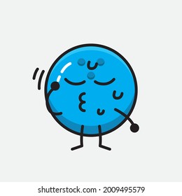 Vector Illustration of Bowling Ball Character with cute face and simple body line drawing on Isolated Background.
