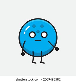 Vector Illustration of Bowling Ball Character with cute face and simple body line drawing on Isolated Background.