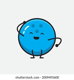 Vector Illustration of Bowling Ball Character with cute face and simple body line drawing on Isolated Background.