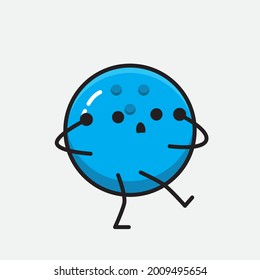 Vector Illustration of Bowling Ball Character with cute face and simple body line drawing on Isolated Background.