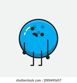 Vector Illustration of Bowling Ball Character with cute face and simple body line drawing on Isolated Background.
